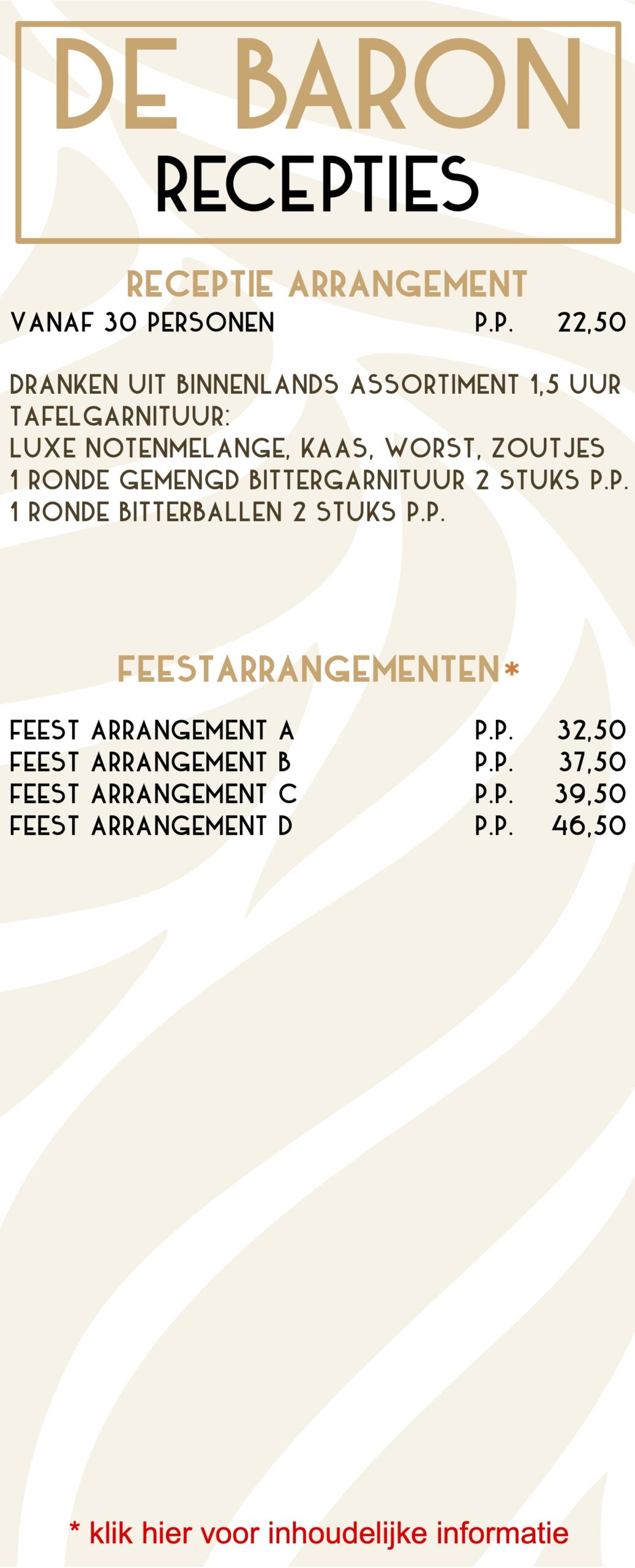 Restaurant DE Baron Recepties