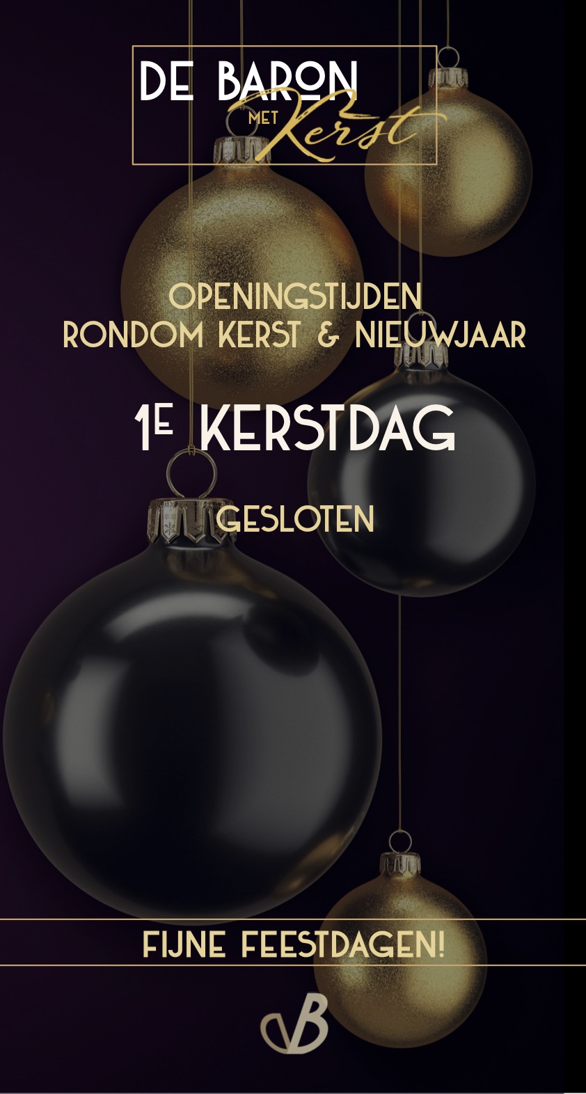 Eerste Kerstdag restaurant DE Baron Wassenaar