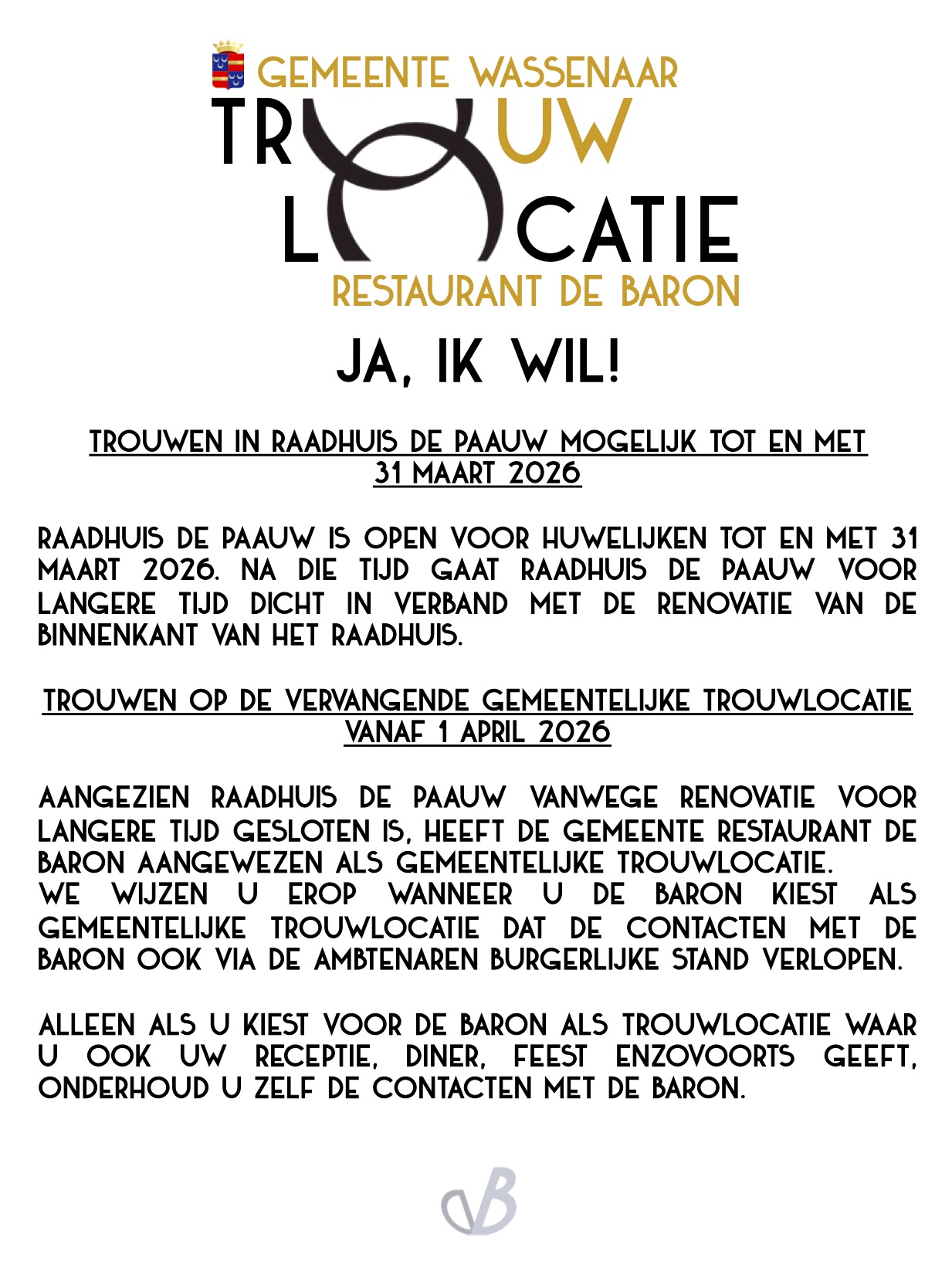 TrouwLocatie Gemeente Wassenaar DE Baron Restaurant B